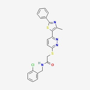 molecular formula C23H19ClN4OS2 B2650009 N-(2-chlorobenzyl)-2-((6-(4-methyl-2-phenylthiazol-5-yl)pyridazin-3-yl)thio)acetamide CAS No. 892417-27-5