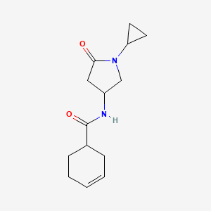 molecular formula C14H20N2O2 B2650012 N-(1-cyclopropyl-5-oxopyrrolidin-3-yl)cyclohex-3-ene-1-carboxamide CAS No. 1396624-68-2