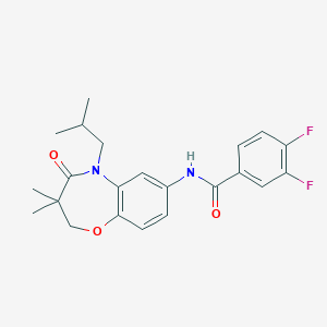 molecular formula C22H24F2N2O3 B2650023 3,4-difluoro-N-(5-isobutyl-3,3-dimethyl-4-oxo-2,3,4,5-tetrahydrobenzo[b][1,4]oxazepin-7-yl)benzamide CAS No. 921865-35-2