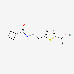 molecular formula C13H19NO2S B2650025 N-(2-(5-(1-hydroxyethyl)thiophen-2-yl)ethyl)cyclobutanecarboxamide CAS No. 2034550-12-2