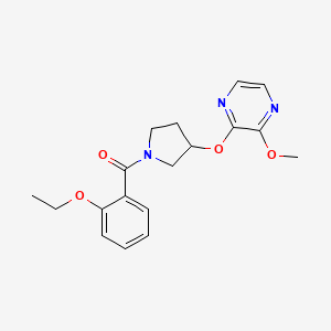 molecular formula C18H21N3O4 B2650034 (2-Ethoxyphenyl)(3-((3-methoxypyrazin-2-yl)oxy)pyrrolidin-1-yl)methanone CAS No. 2034253-28-4
