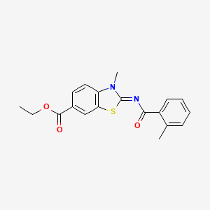 molecular formula C19H18N2O3S B2650036 (Z)-ethyl 3-methyl-2-((2-methylbenzoyl)imino)-2,3-dihydrobenzo[d]thiazole-6-carboxylate CAS No. 865545-13-7