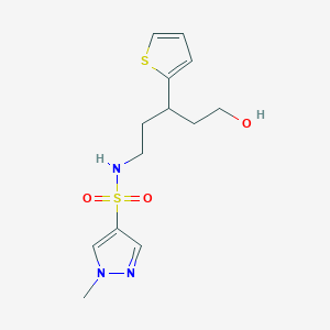 molecular formula C13H19N3O3S2 B2650037 N-(5-hydroxy-3-(thiophen-2-yl)pentyl)-1-methyl-1H-pyrazole-4-sulfonamide CAS No. 2034614-10-1