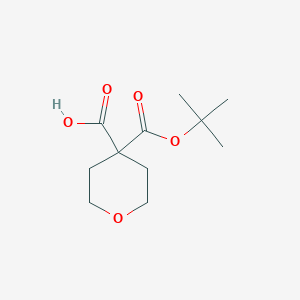 molecular formula C11H18O5 B2650041 4-[(Tert-butoxy)carbonyl]oxane-4-carboxylic acid CAS No. 1036922-77-6