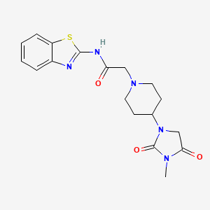 molecular formula C18H21N5O3S B2650046 N-(benzo[d]thiazol-2-yl)-2-(4-(3-methyl-2,4-dioxoimidazolidin-1-yl)piperidin-1-yl)acetamide CAS No. 2178773-97-0