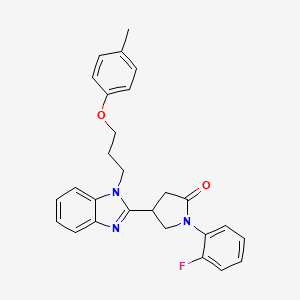 molecular formula C27H26FN3O2 B2650052 1-(2-fluorophenyl)-4-(1-(3-(p-tolyloxy)propyl)-1H-benzo[d]imidazol-2-yl)pyrrolidin-2-one CAS No. 847396-15-0