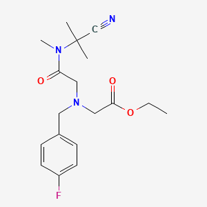 molecular formula C18H24FN3O3 B2650068 Ethyl 2-({[(1-cyano-1-methylethyl)(methyl)carbamoyl]methyl}[(4-fluorophenyl)methyl]amino)acetate CAS No. 1252151-62-4