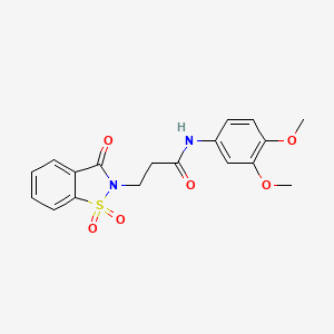 molecular formula C18H18N2O6S B2650073 N-(3,4-dimethoxyphenyl)-3-(1,1-dioxido-3-oxobenzo[d]isothiazol-2(3H)-yl)propanamide CAS No. 899954-78-0