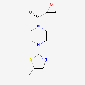 molecular formula C11H15N3O2S B2650078 [4-(5-Methyl-1,3-thiazol-2-yl)piperazin-1-yl]-(oxiran-2-yl)methanone CAS No. 2411279-51-9