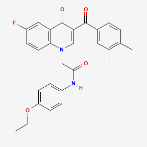 molecular formula C28H25FN2O4 B2650089 2-[3-(3,4-二甲基苯甲酰)-6-氟-4-氧代喹啉-1-基]-N-(4-乙氧基苯基)乙酰胺 CAS No. 866340-02-5