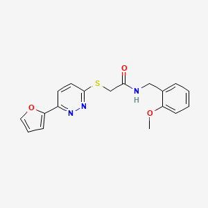 molecular formula C18H17N3O3S B2650090 2-((6-(呋喃-2-基)吡啶嗪-3-基)硫代)-N-(2-甲氧基苄基)乙酰胺 CAS No. 872704-63-7
