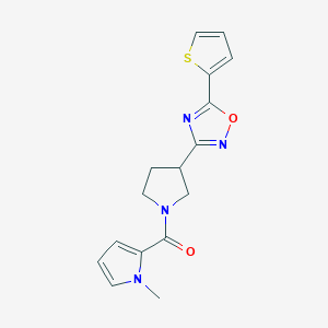 molecular formula C16H16N4O2S B2650114 (1-甲基-1H-吡咯-2-基)(3-(5-(噻吩-2-基)-1,2,4-恶二唑-3-基)吡咯烷-1-基)甲酮 CAS No. 2034287-69-7
