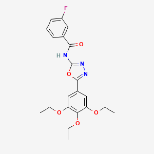 molecular formula C21H22FN3O5 B2650152 3-氟-N-[5-(3,4,5-三乙氧基苯基)-1,3,4-噁二唑-2-基]苯甲酰胺 CAS No. 891124-38-2