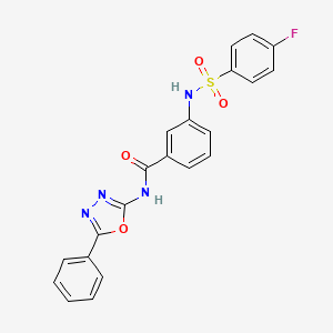molecular formula C21H15FN4O4S B2650202 3-(4-fluorobenzenesulfonamido)-N-(5-phenyl-1,3,4-oxadiazol-2-yl)benzamide CAS No. 886894-16-2