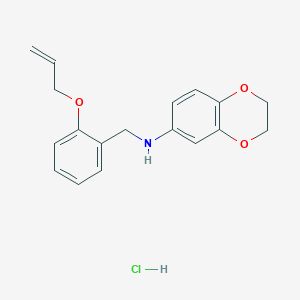 molecular formula C18H20ClNO3 B2650210 N-{[2-(prop-2-en-1-yloxy)phenyl]methyl}-2,3-dihydro-1,4-benzodioxin-6-amine hydrochloride CAS No. 1052539-16-8