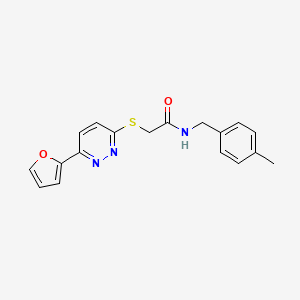 molecular formula C18H17N3O2S B2650215 2-((6-(furan-2-yl)pyridazin-3-yl)thio)-N-(4-methylbenzyl)acetamide CAS No. 872704-59-1