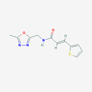 molecular formula C11H11N3O2S B2650224 (E)-N-((5-methyl-1,3,4-oxadiazol-2-yl)methyl)-3-(thiophen-2-yl)acrylamide CAS No. 1207061-60-6