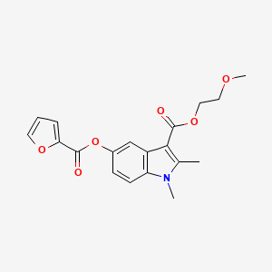 molecular formula C19H19NO6 B2650232 2-Methoxyethyl 5-(furan-2-carbonyloxy)-1,2-dimethylindole-3-carboxylate CAS No. 896807-67-3