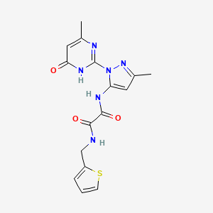 molecular formula C16H16N6O3S B2650233 N1-(3-methyl-1-(4-methyl-6-oxo-1,6-dihydropyrimidin-2-yl)-1H-pyrazol-5-yl)-N2-(thiophen-2-ylmethyl)oxalamide CAS No. 1013890-95-3