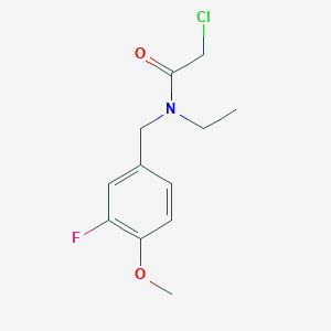 molecular formula C12H15ClFNO2 B2650245 2-氯-N-乙基-N-[(3-氟-4-甲氧苯基)甲基]乙酰胺 CAS No. 852400-35-2