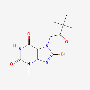 molecular formula C12H15BrN4O3 B2650247 7-(3,3-二甲基-2-氧代丁基)-8-溴-3-甲基-1,3,7-三氢嘌呤-2,6-二酮 CAS No. 878421-65-9