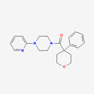 molecular formula C21H25N3O2 B2650249 (4-phenyltetrahydro-2H-pyran-4-yl)(4-(pyridin-2-yl)piperazin-1-yl)methanone CAS No. 1207005-60-4