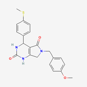 molecular formula C21H21N3O3S B2650263 6-(4-methoxybenzyl)-4-(4-(methylthio)phenyl)-3,4,6,7-tetrahydro-1H-pyrrolo[3,4-d]pyrimidine-2,5-dione CAS No. 946373-41-7
