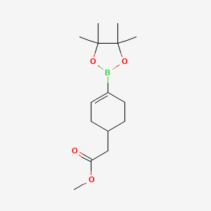 molecular formula C15H25BO4 B2650282 Methyl 2-[4-(4,4,5,5-tetramethyl-1,3,2-dioxaborolan-2-yl)cyclohex-3-en-1-yl]acetate CAS No. 1109277-66-8