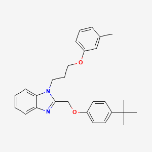 molecular formula C28H32N2O2 B2650288 2-((4-(叔丁基)苯氧基)甲基)-1-(3-(间甲苯氧基)丙基)-1H-苯并[d]咪唑 CAS No. 615280-95-0