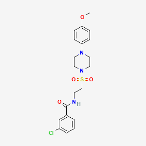 molecular formula C20H24ClN3O4S B2650292 3-氯-N-(2-((4-(4-甲氧苯基)哌嗪-1-基)磺酰基)乙基)苯甲酰胺 CAS No. 897610-60-5