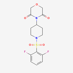 molecular formula C15H16F2N2O5S B2650305 4-(1-((2,6-二氟苯基)磺酰基)哌啶-4-基)吗啉-3,5-二酮 CAS No. 2034496-39-2