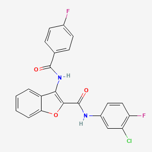 molecular formula C22H13ClF2N2O3 B2650318 N-(3-chloro-4-fluorophenyl)-3-(4-fluorobenzamido)benzofuran-2-carboxamide CAS No. 888465-61-0