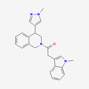 molecular formula C24H24N4O B2650350 2-(1-甲基-1H-吲哚-3-基)-1-(4-(1-甲基-1H-吡唑-4-基)-3,4-二氢异喹啉-2(1H)-基)乙酮 CAS No. 2188279-53-8