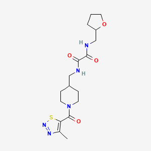 B2650361 N1-((1-(4-methyl-1,2,3-thiadiazole-5-carbonyl)piperidin-4-yl)methyl)-N2-((tetrahydrofuran-2-yl)methyl)oxalamide CAS No. 1323695-50-6
