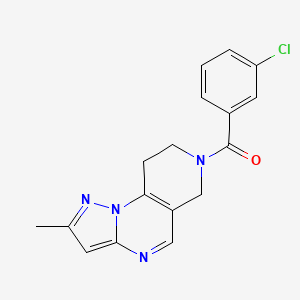 molecular formula C17H15ClN4O B2650364 (3-氯苯基)(2-甲基-8,9-二氢吡唑并[1,5-a]吡啶并[3,4-e]嘧啶-7(6H)-基)甲苯酮 CAS No. 1797161-29-5