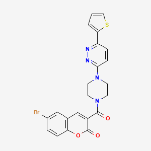 molecular formula C22H17BrN4O3S B2650370 6-溴-3-(4-(6-(噻吩-2-基)哒嗪-3-基)哌嗪-1-羰基)-2H-色烯-2-酮 CAS No. 923122-29-6