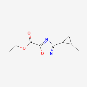molecular formula C9H12N2O3 B2650386 3-(2-甲基环丙基)-1,2,4-恶二唑-5-羧酸乙酯 CAS No. 1492251-72-5