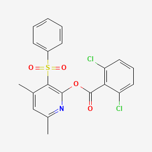 molecular formula C20H15Cl2NO4S B2650390 4,6-二甲基-3-(苯磺酰基)-2-吡啶基 2,6-二氯苯甲酸酯 CAS No. 400082-21-5