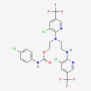 molecular formula C23H18Cl3F6N5O2 B2650396 N-(4-氯苯基)氨基甲酸2-[[3-氯-5-(三氟甲基)-2-吡啶基](2-{[3-氯-5-(三氟甲基)-2-吡啶基]氨基}乙基)氨基]乙酯 CAS No. 190437-60-6