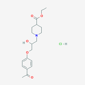 molecular formula C19H28ClNO5 B2650397 Ethyl 1-(3-(4-acetylphenoxy)-2-hydroxypropyl)piperidine-4-carboxylate hydrochloride CAS No. 1052526-04-1