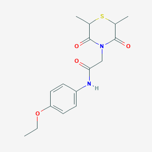 molecular formula C16H20N2O4S B2650467 2-(2,6-二甲基-3,5-二氧代硫代吗啡啉-4-基)-N-(4-乙氧基苯基)乙酰胺 CAS No. 868215-30-9