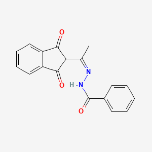 molecular formula C18H14N2O3 B2650482 N-[(Z)-1-(1,3-二氧代茚-2-基)乙叉氨基]苯甲酰胺 CAS No. 325699-58-9