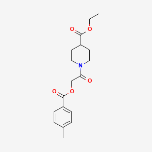 molecular formula C18H23NO5 B2650484 1-[2-(4-甲基苯甲酰)氧基乙酰]哌啶-4-羧酸乙酯 CAS No. 379732-14-6
