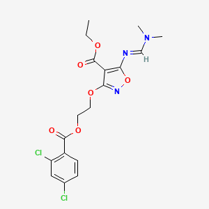 molecular formula C18H19Cl2N3O6 B2650506 3-{2-[(2,4-二氯苯甲酰)氧基]乙氧基}-5-{[(二甲氨基)亚甲基]氨基}-4-异恶唑羧酸乙酯 CAS No. 303997-07-1