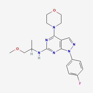 molecular formula C19H23FN6O2 B2650512 1-(4-氟苯基)-N-(1-甲氧基丙烷-2-基)-4-吗啉代-1H-吡唑并[3,4-d]嘧啶-6-胺 CAS No. 1207045-57-5