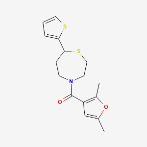 molecular formula C16H19NO2S2 B2650513 (2,5-二甲基呋喃-3-基)(7-(噻吩-2-基)-1,4-噻吩-4-基)甲烷酮 CAS No. 1706224-48-7