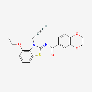molecular formula C21H18N2O4S B2650514 N-(4-乙氧基-3-丙-2-炔基-1,3-苯并噻唑-2-亚甲基)-2,3-二氢-1,4-苯并二恶英-6-甲酰胺 CAS No. 868674-25-3