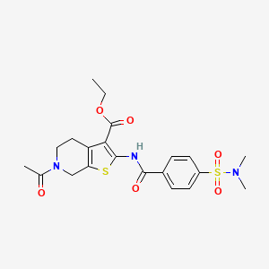 molecular formula C21H25N3O6S2 B2650519 ethyl 6-acetyl-2-[[4-(dimethylsulfamoyl)benzoyl]amino]-5,7-dihydro-4H-thieno[2,3-c]pyridine-3-carboxylate CAS No. 449769-29-3