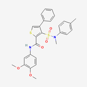 molecular formula C27H26N2O5S2 B2650525 N-(3,4-dimethoxyphenyl)-3-{[methyl(4-methylphenyl)amino]sulfonyl}-4-phenylthiophene-2-carboxamide CAS No. 1113110-15-8