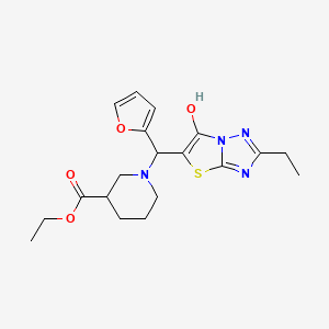 Ethyl 1-((2-ethyl-6-hydroxythiazolo[3,2-b][1,2,4]triazol-5-yl)(furan-2-yl)methyl)piperidine-3-carboxylate